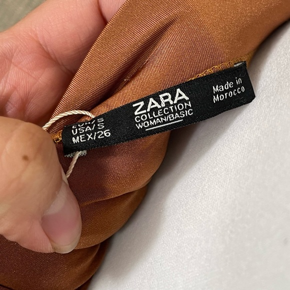 NWT Zara Rustic Orange Asymmetrical Midi Ruffle Skirt Size S - Picture 7 of 8